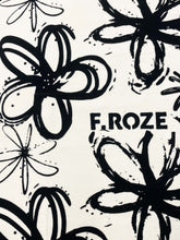 Load image into Gallery viewer, F.ROZE black and white floral screen print
