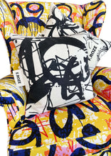 Load image into Gallery viewer, Screen printed black and white cushion for your home with a duck feather inner
