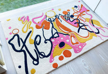 Load image into Gallery viewer, Hand tufted colourful graffiti inspired Rug. 
