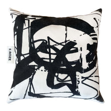 Load image into Gallery viewer, Screen printed black and white cushion for your home with a duck feather inner
