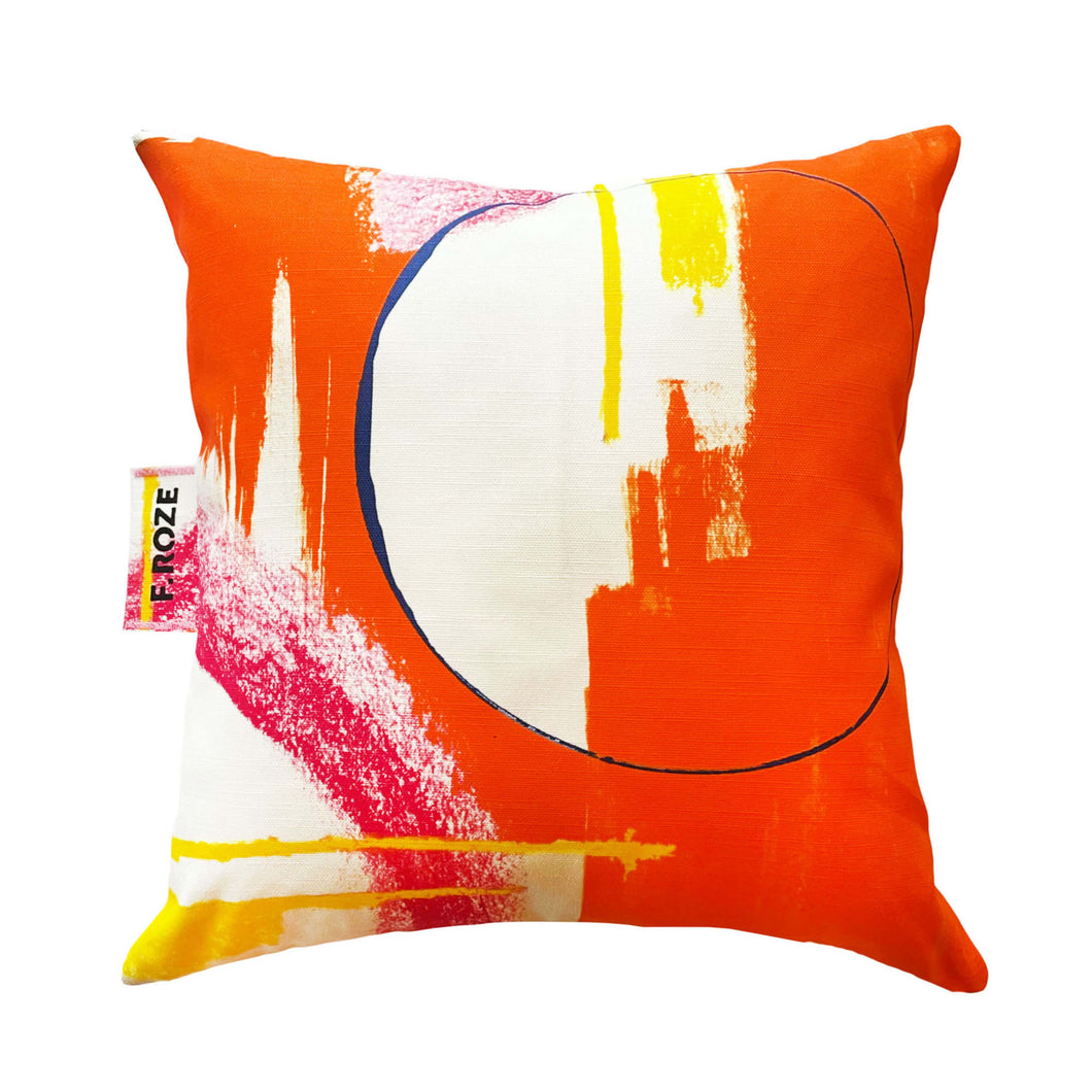 Abstract orange printed cushion