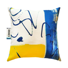 Load image into Gallery viewer, Abstract blue and yellow cushion 
