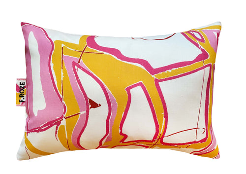 Pink and yellow funky rectangle cushion 